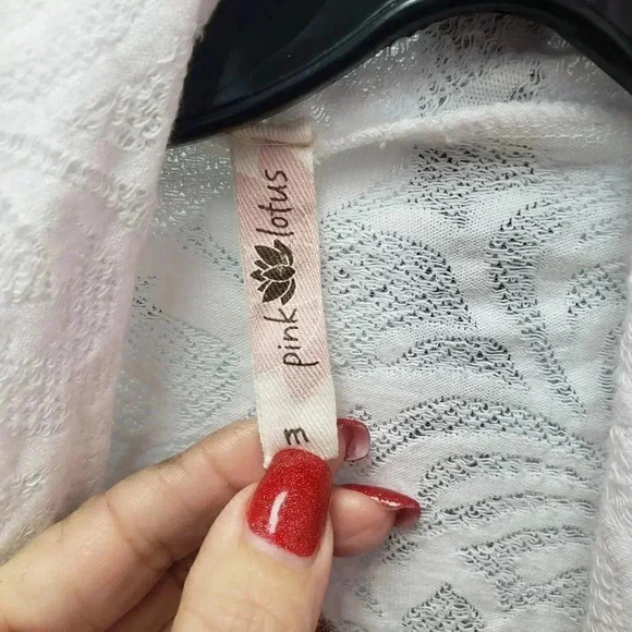 Pink Lotus White Burnout Lace Pattern Cardigan - Picture 4 of 6